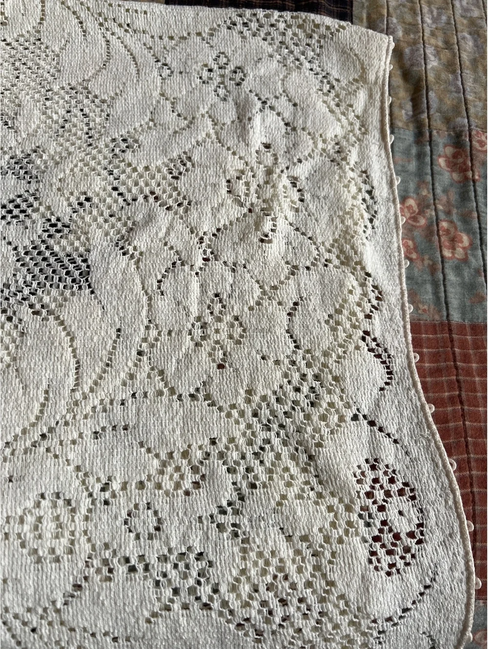 Vintage White Crochet Tablecloth 50x50 Inches
